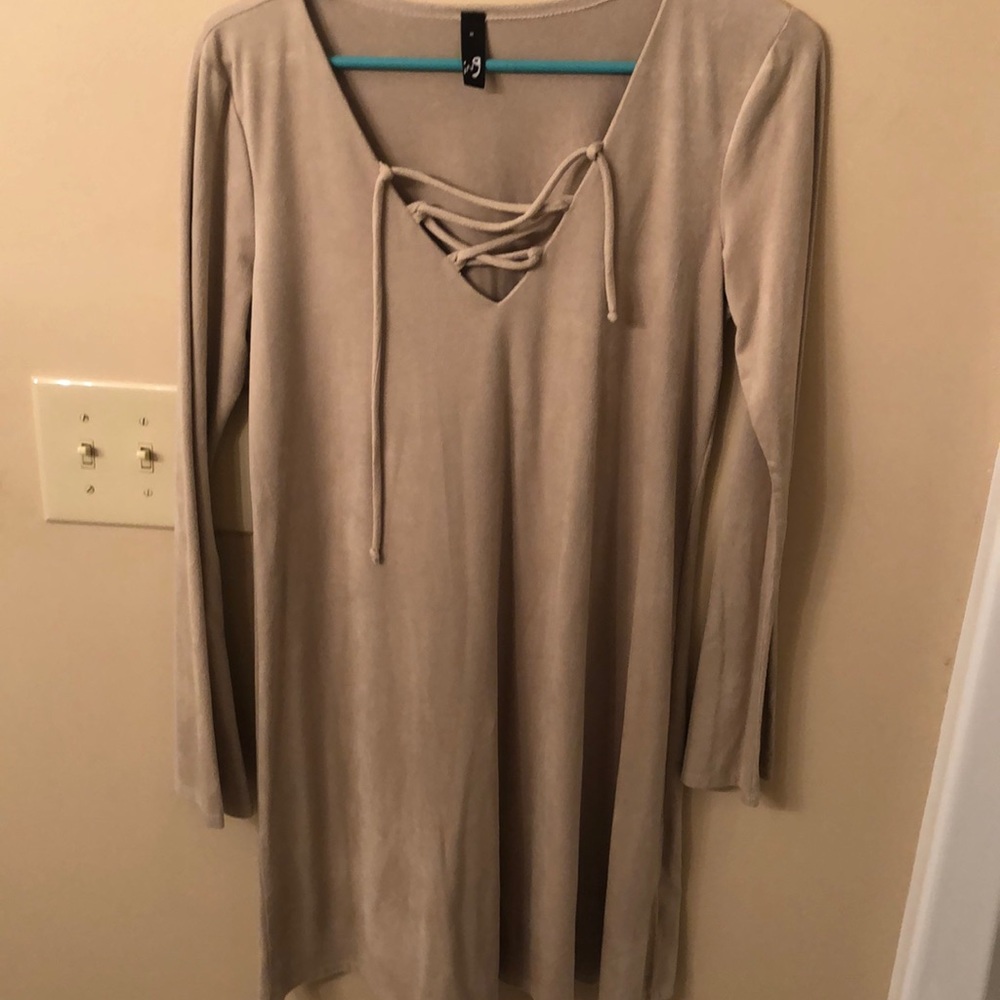 Tan faux suede dress